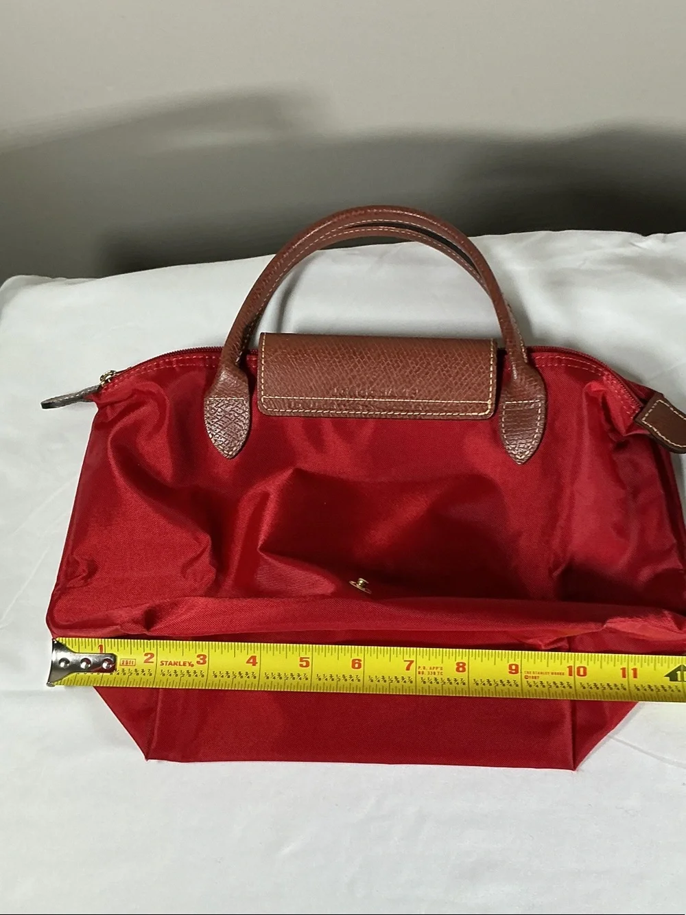 Longchamp Le Pliage Small Red Tote Bag | Made in France | Like New - Picture 7 of 9